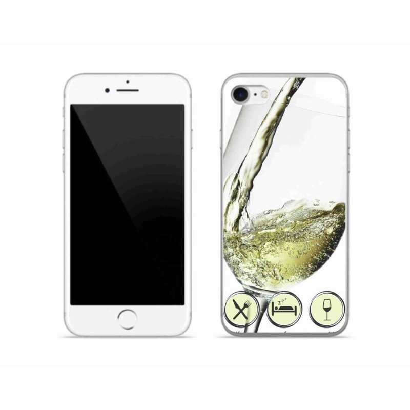Gélový obal mmCase na mobil iPhone 8 - pohárik vína biele