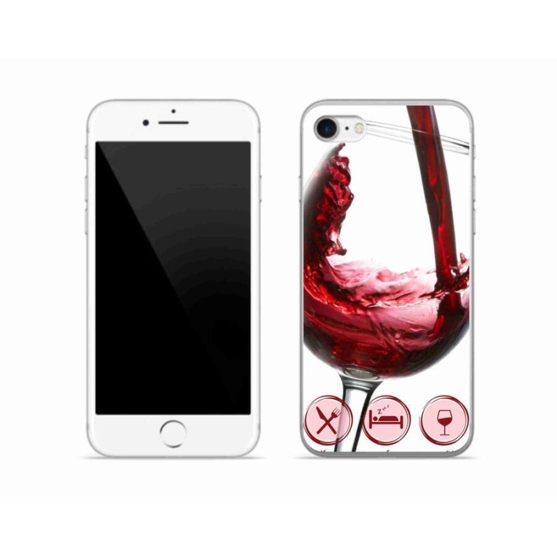 Gélový obal mmCase na mobil iPhone 8 - pohárik vína červené