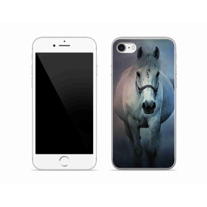 Gélový obal mmCase na mobil iPhone SE (2020) - bežiaci biely kôň