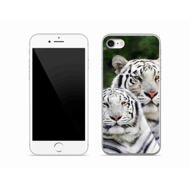 Gélový obal mmCase na mobil iPhone SE (2020) - bieli tigre