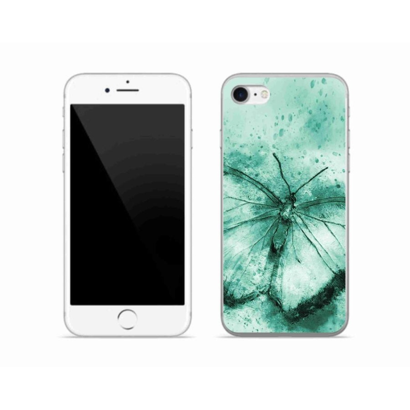 Gélový obal mmCase na mobil iPhone SE (2020) - zelený motýľ
