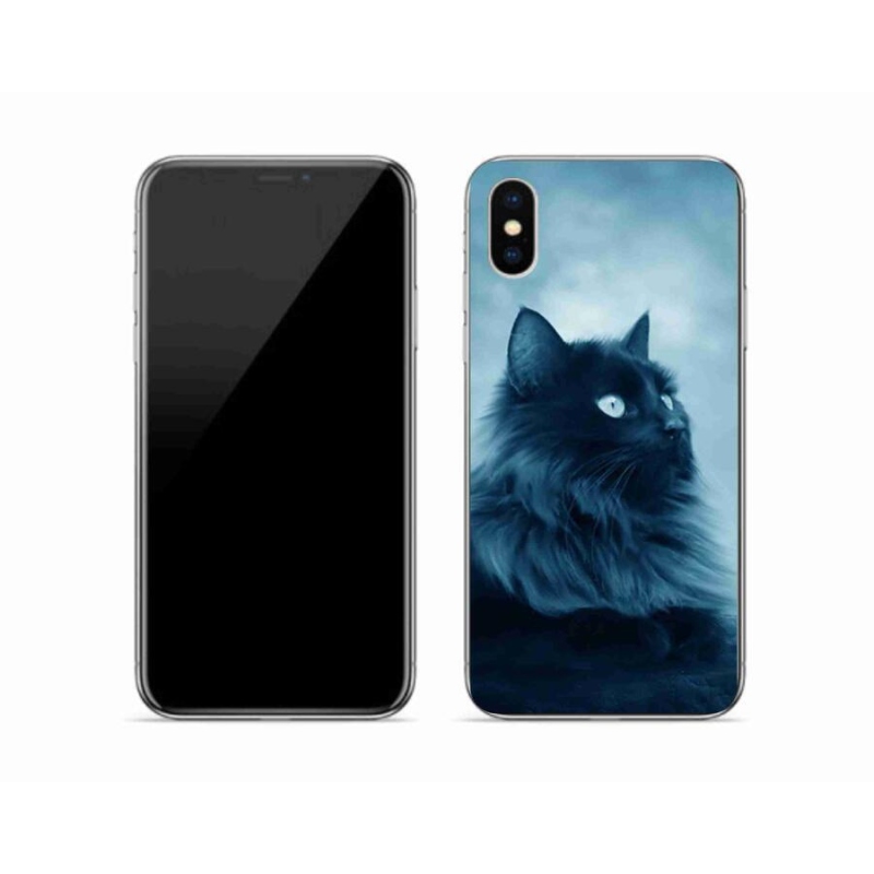 Gélový obal mmCase na mobil iPhone X - čierna mačka 1