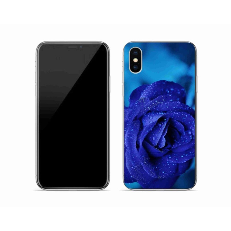 Gélový obal mmCase na mobil iPhone X - modrá ruža