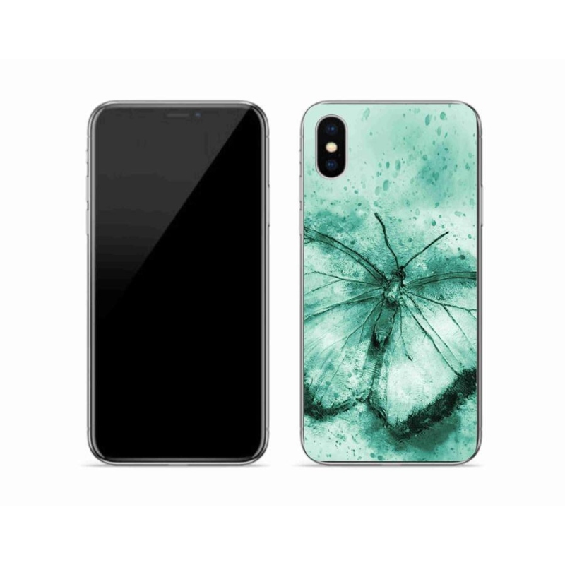 Gélový obal mmCase na mobil iPhone X - zelený motýľ