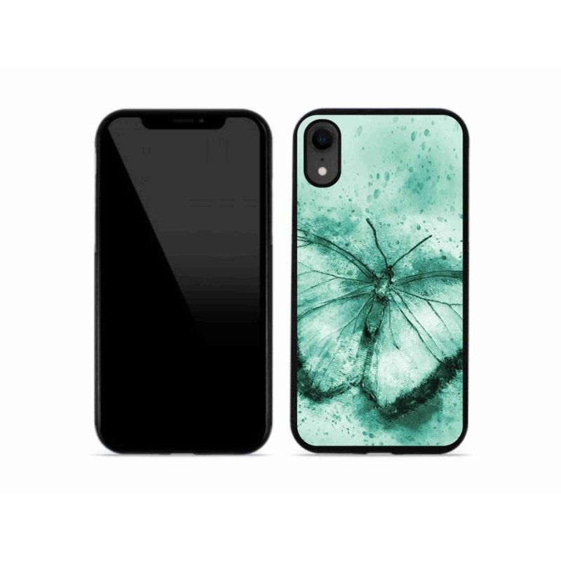 Gélový obal mmCase na mobil iPhone XR - zelený motýľ