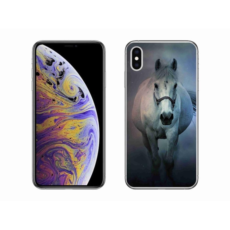 Gélový obal mmCase na mobil iPhone XS Max - bežiaci biely kôň