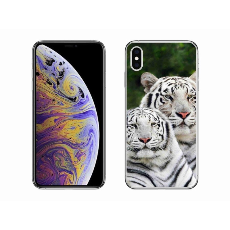 Gélový obal mmCase na mobil iPhone XS Max - bieli tigre