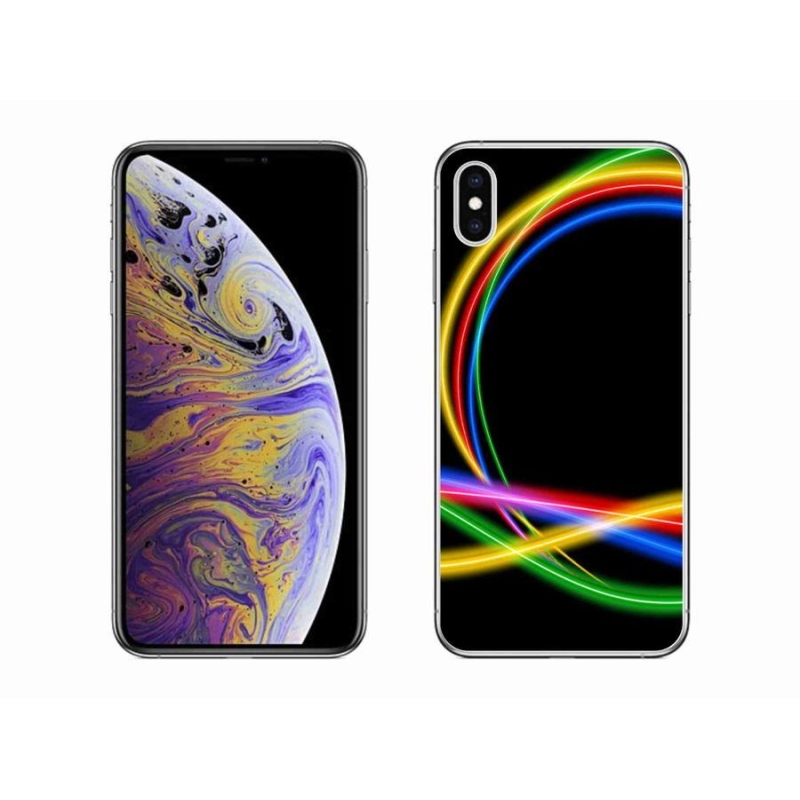 Gélový obal mmCase na mobil iPhone XS Max - neónové kruhy