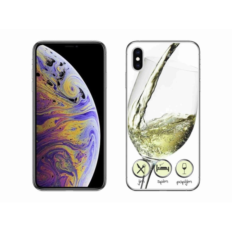 Gélový obal mmCase na mobil iPhone XS Max - pohárik vína biele