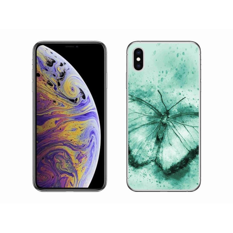 Gélový obal mmCase na mobil iPhone XS Max - zelený motýľ