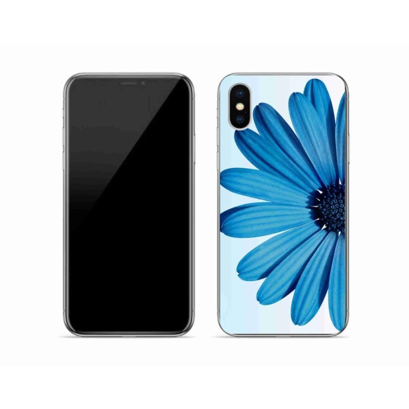 Gélový obal mmCase na mobil iPhone XS - modrá margaréta