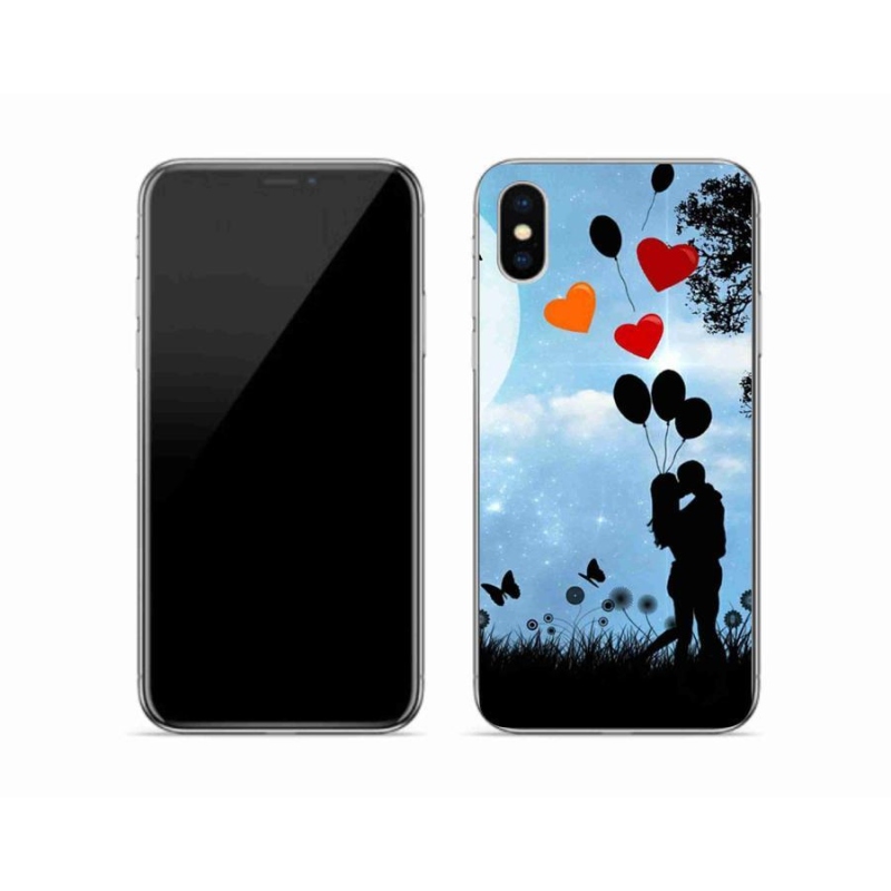 Gélový obal mmCase na mobil iPhone XS - zamilovaný pár