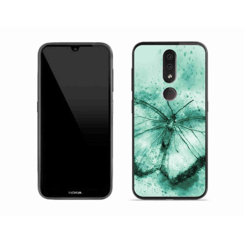 Gélový obal mmCase na mobil Nokia 4.2 - zelený motýľ