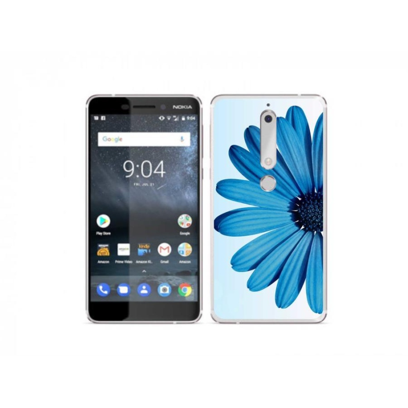 Gélový obal mmCase na mobil Nokia 6.1 - modrá margaréta