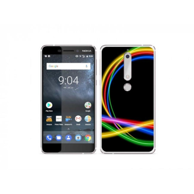 Gélový obal mmCase na mobil Nokia 6.1 - neónové kruhy