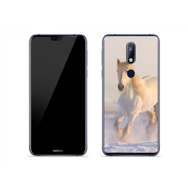 Gélový obal mmCase na mobil Nokia 7.1 - kôň v snehu