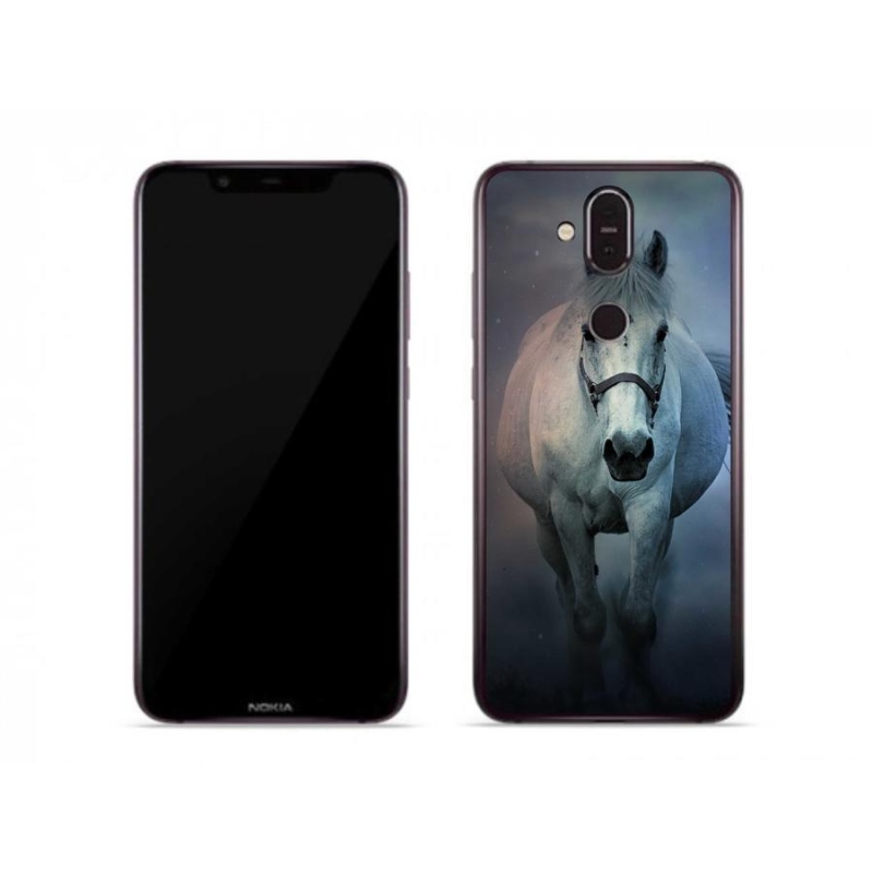 Gélový obal mmCase na mobil Nokia 7.1 Plus - bežiaci biely kôň