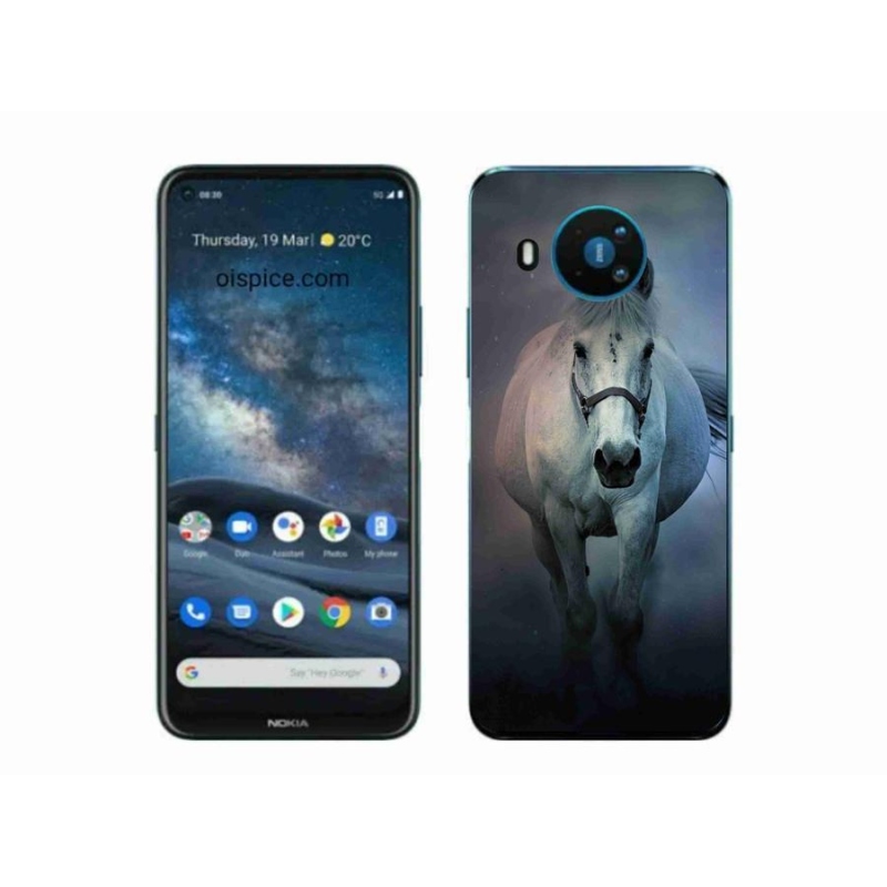 Gélový obal mmCase na mobil Nokia 8.3 5G - bežiaci biely kôň