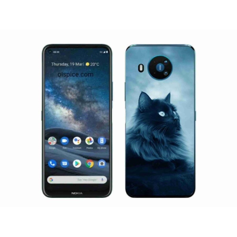 Gélový obal mmCase na mobil Nokia 8.3 5G - čierna mačka 1