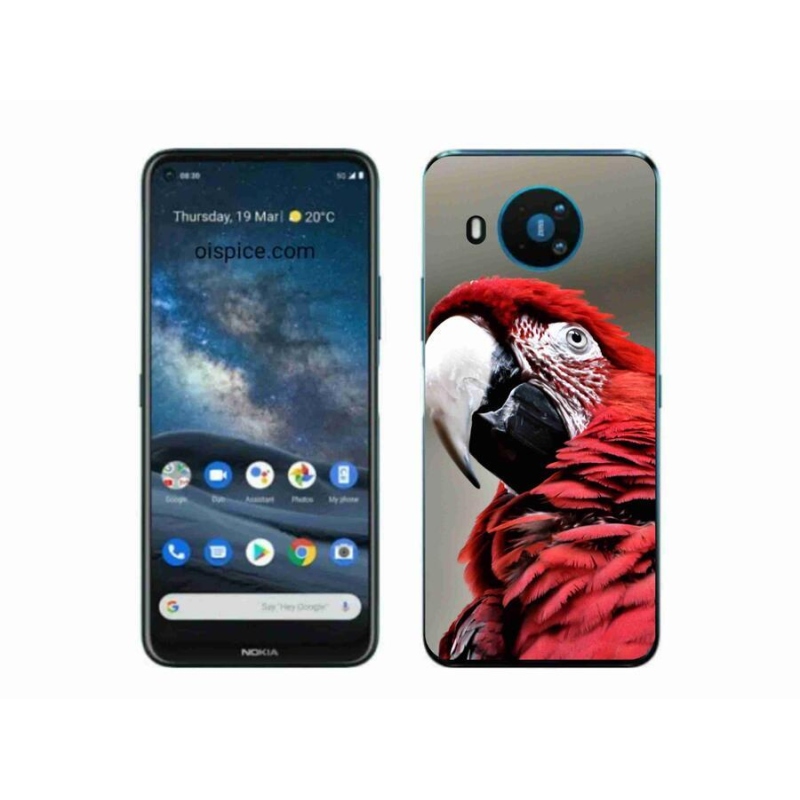 Gélový obal mmCase na mobil Nokia 8.3 5G - papagáj ara červený