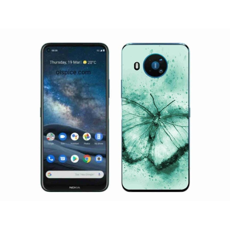 Gélový obal mmCase na mobil Nokia 8.3 5G - zelený motýľ