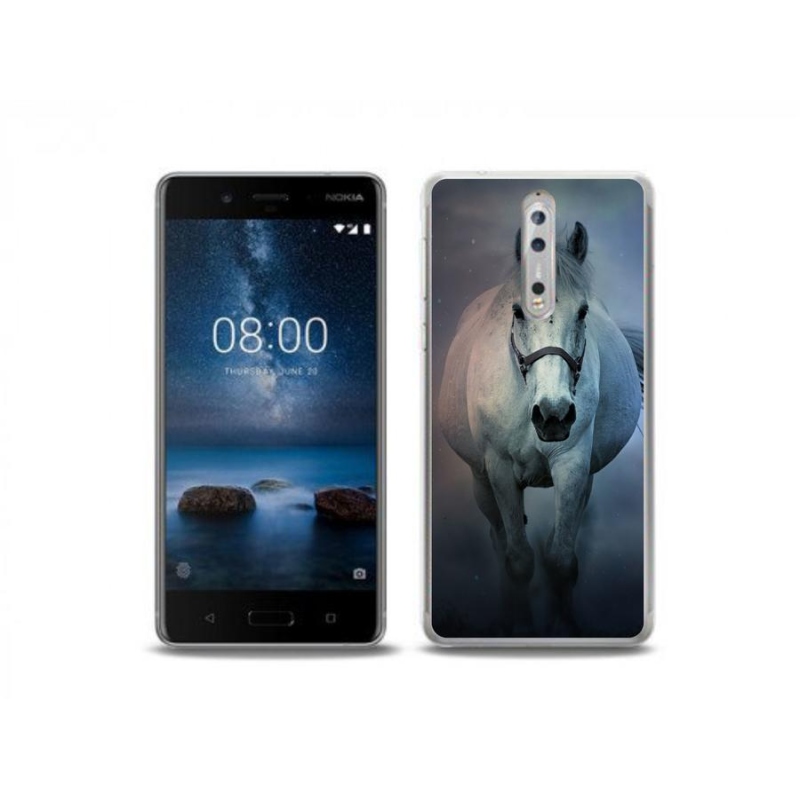 Gélový obal mmCase na mobil Nokia 8 - bežiaci biely kôň