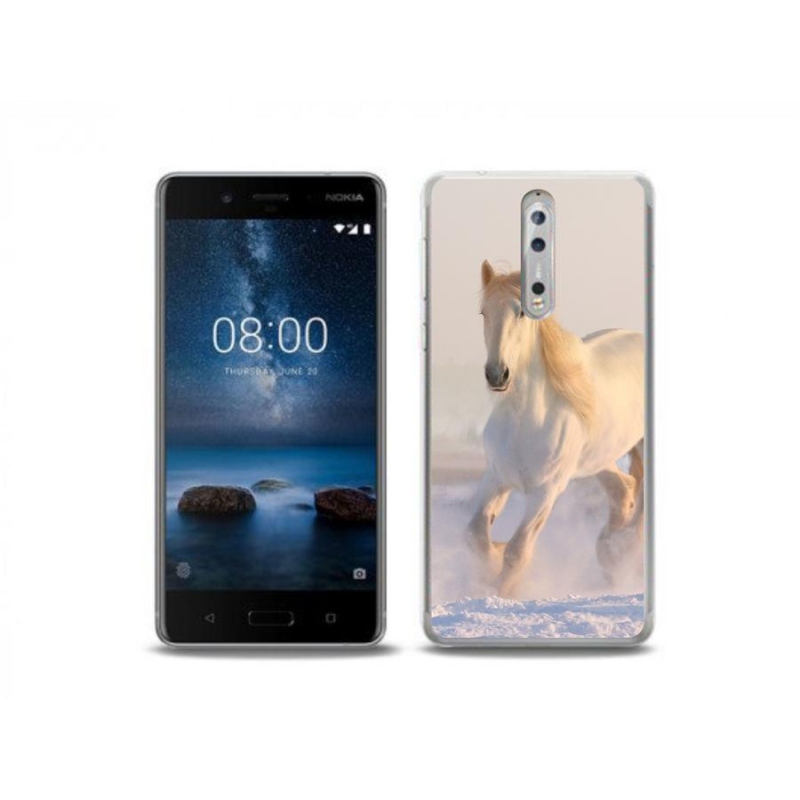 Gélový obal mmCase na mobil Nokia 8 - kôň v snehu