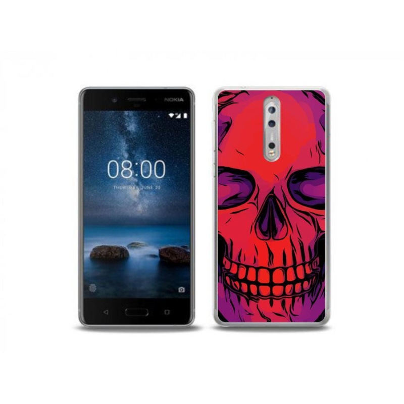 Gélový obal mmCase na mobil Nokia 8 - lebka