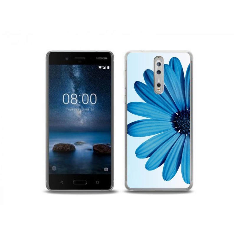 Gélový obal mmCase na mobil Nokia 8 - modrá margaréta