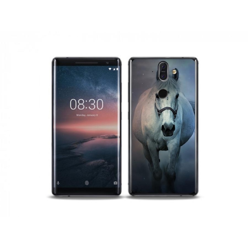 Gélový obal mmCase na mobil Nokia 8 Sirocco - bežiaci biely kôň