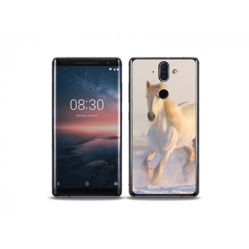 Gélový obal mmCase na mobil Nokia 8 Sirocco - kôň v snehu