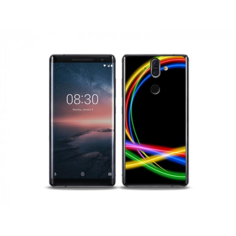 Gélový obal mmCase na mobil Nokia 8 Sirocco - neónové kruhy