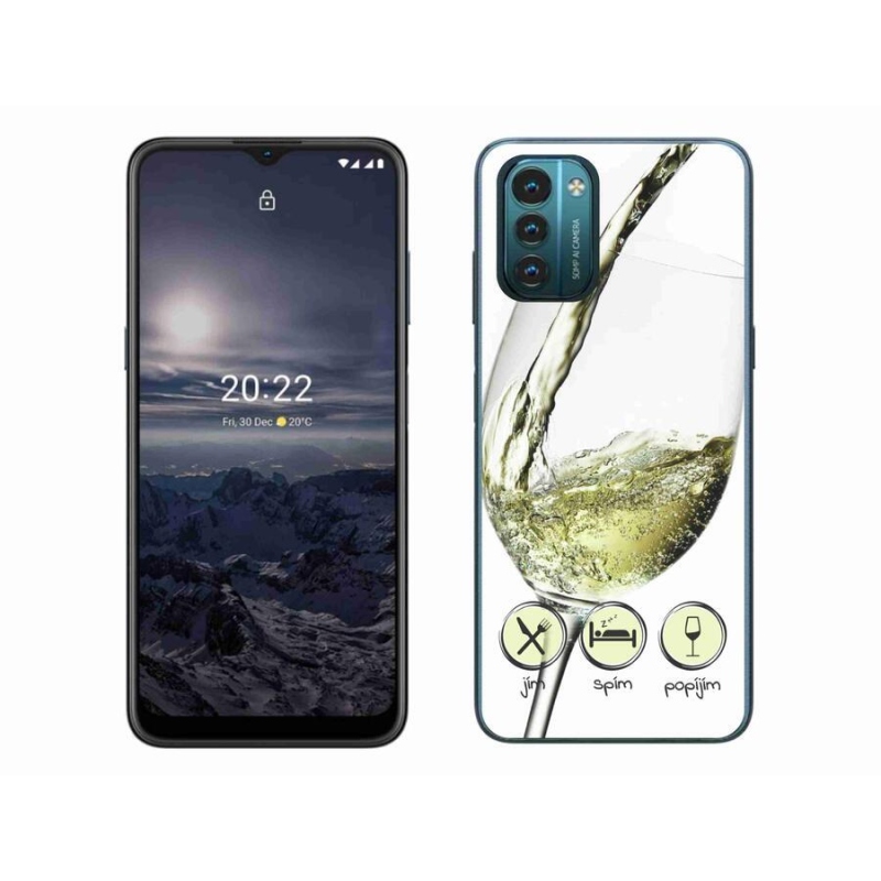 Gélový obal mmCase na mobil Nokia G11/G21 - pohár vína bielej