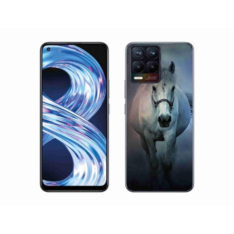Gélový obal mmCase na mobil Realme 8 Pro - bežiaci biely kôň