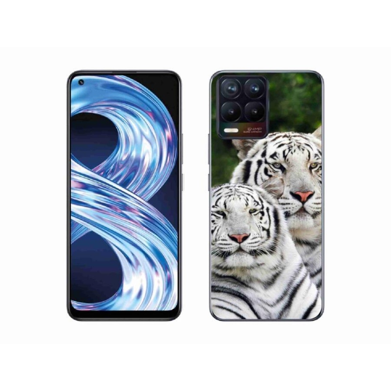 Gélový obal mmCase na mobil Realme 8 Pro - bieli tigre