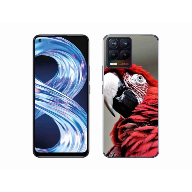 Gélový obal mmCase na mobil Realme 8 Pro - papagáj ara červený