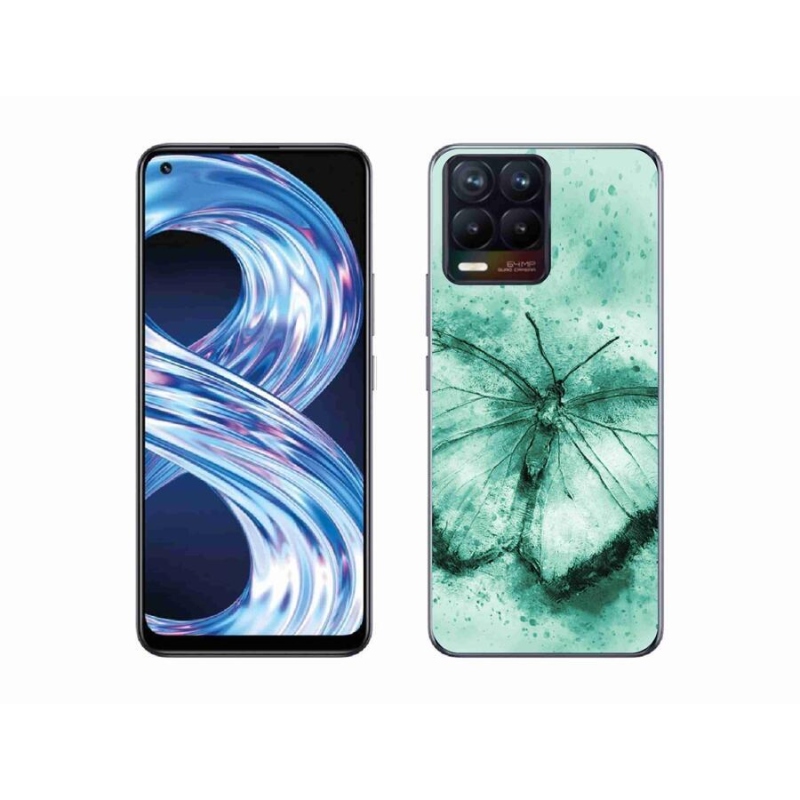 Gélový obal mmCase na mobil Realme 8 Pro - zelený motýľ
