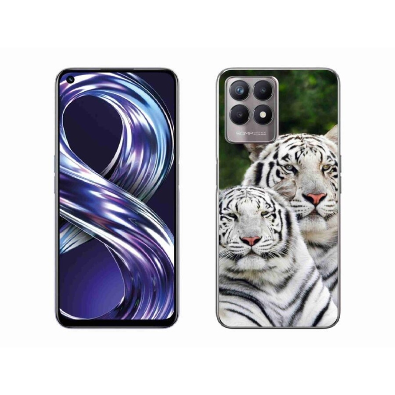 Gélový obal mmCase na mobil Realme 8i - bieli tigre