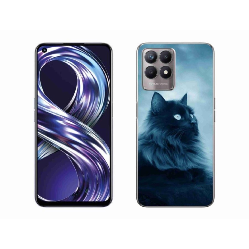 Gélový obal mmCase na mobil Realme 8i - čierna mačka 1