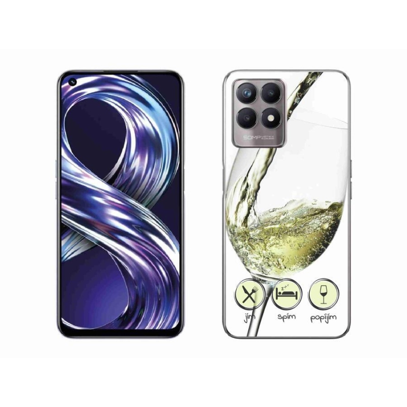 Gélový obal mmCase na mobil Realme 8i - pohár vína biele