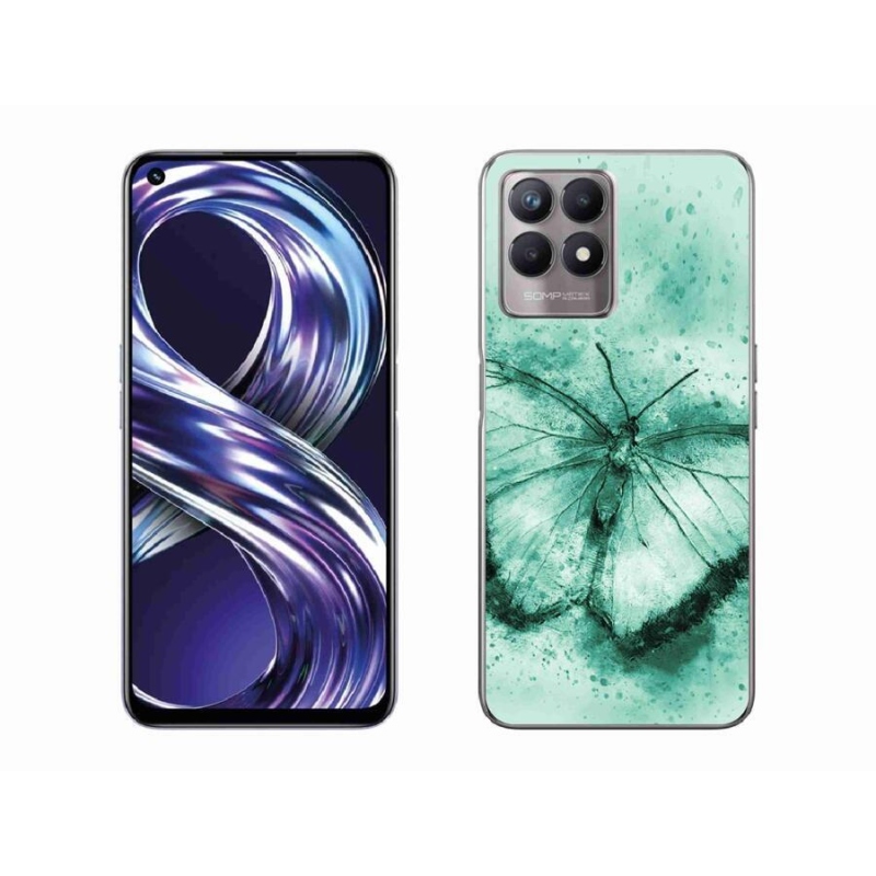 Gélový obal mmCase na mobil Realme 8i - zelený motýľ