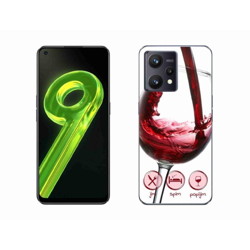 Gélový obal mmCase na mobil Realme 9 4G - pohár vína červené