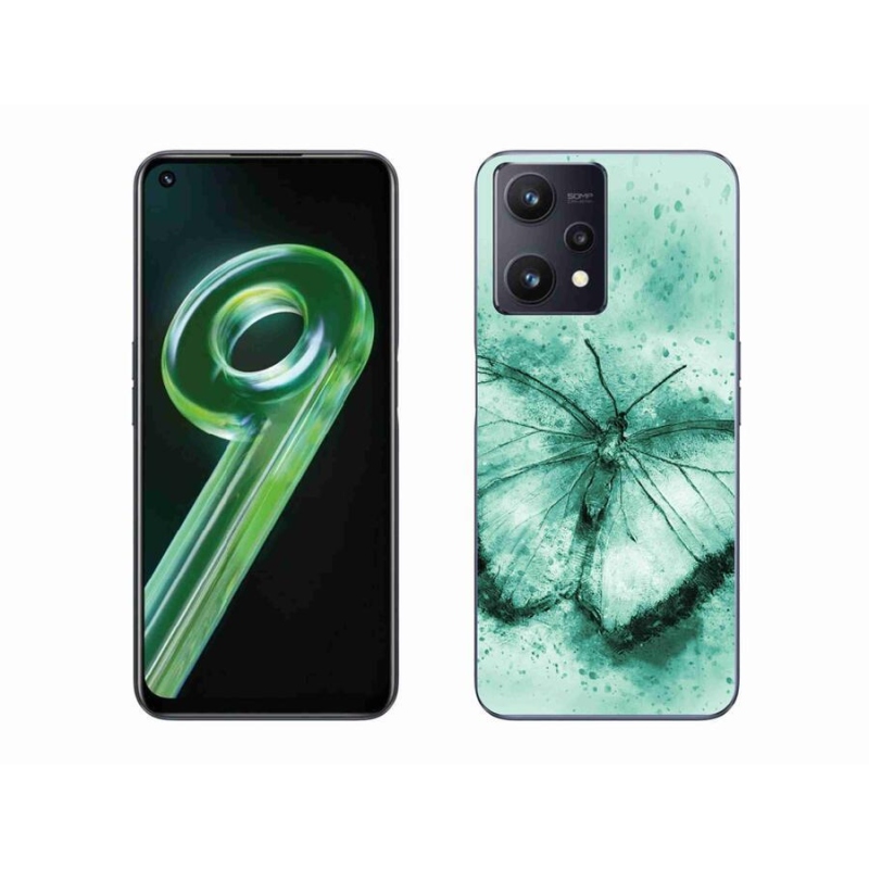 Gélový obal mmCase na mobil Realme 9 5G - zelený motýľ