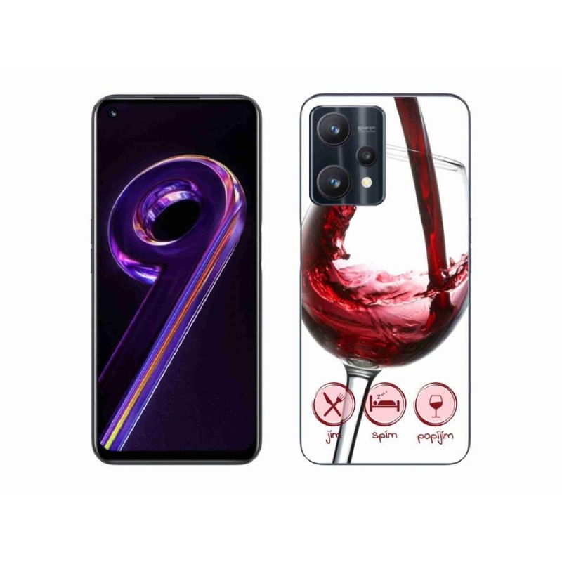 Gélový obal mmCase na mobil Realme 9 Pro 5G - pohár vína červené