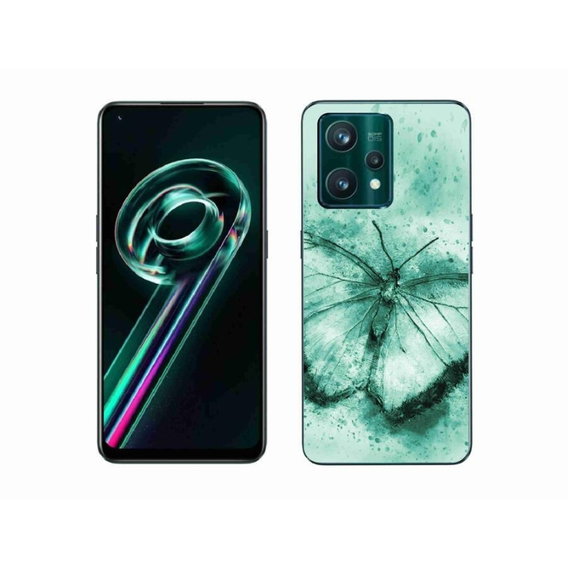 Gélový obal mmCase na mobil Realme 9 Pro+ 5G - zelený motýľ