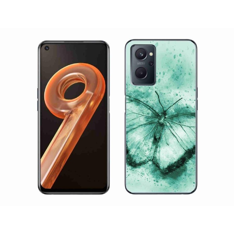 Gélový obal mmCase na mobil Realme 9i - zelený motýľ