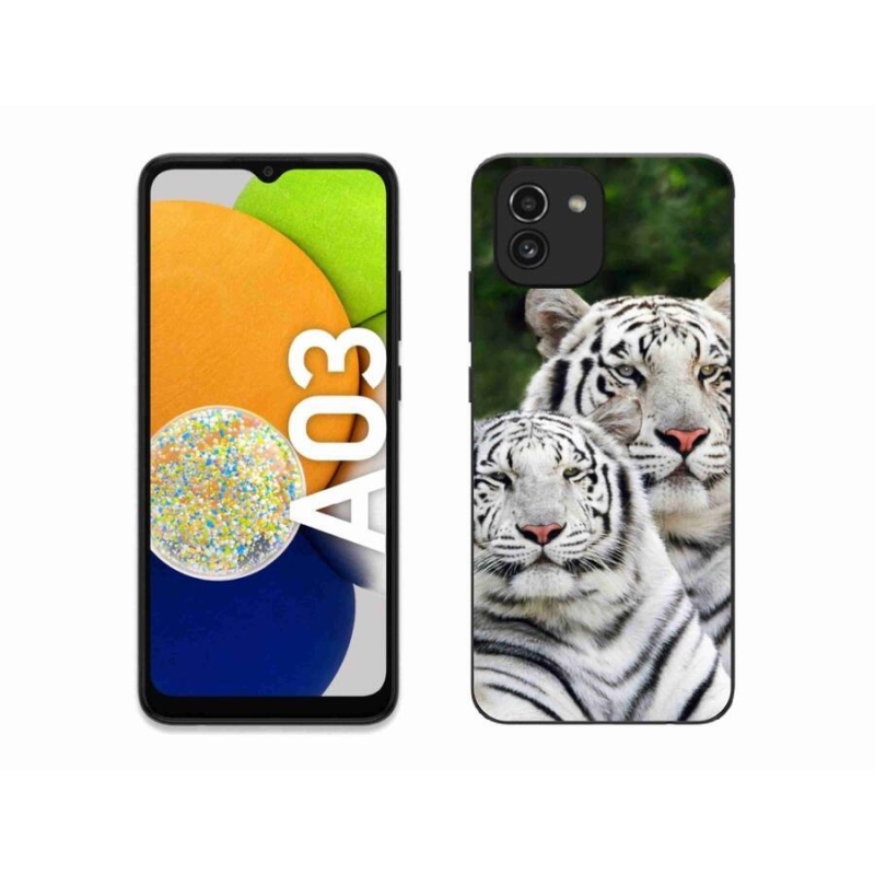 Gélový obal mmCase na mobil Samsung Galaxy A03 - bieli tigre