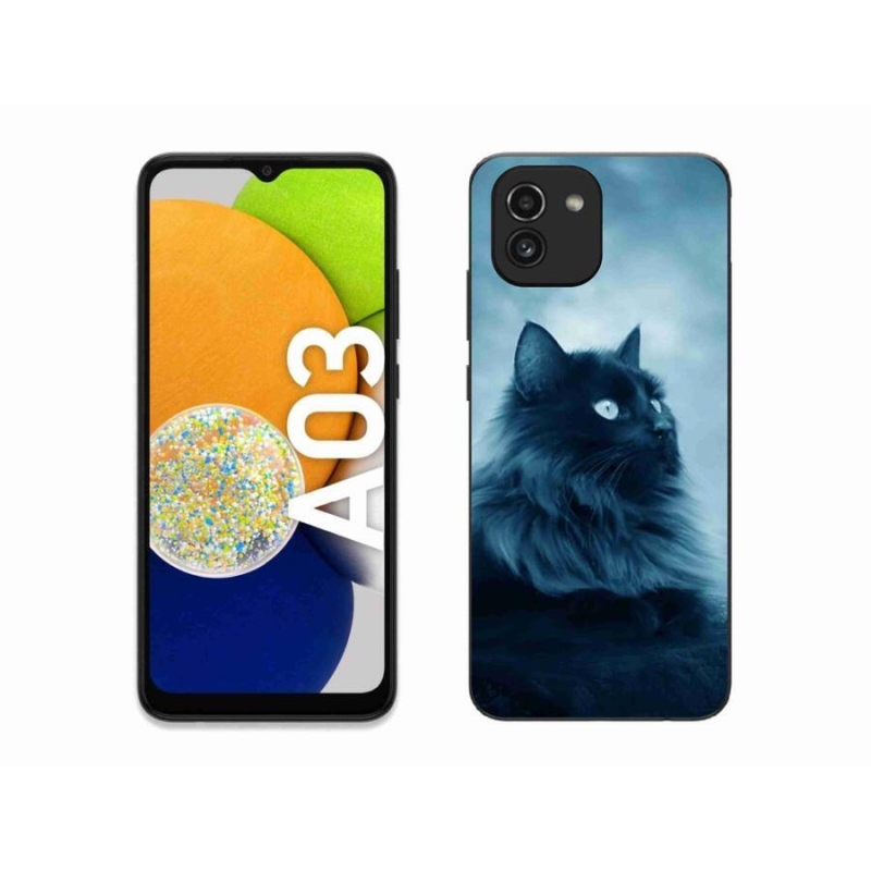 Gélový obal mmCase na mobil Samsung Galaxy A03 - čierna mačka 1