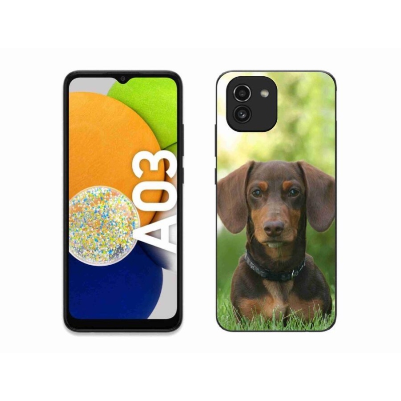 Gélový obal mmCase na mobil Samsung Galaxy A03 - hnedý jazvečík