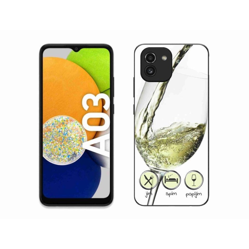 Gélový obal mmCase na mobil Samsung Galaxy A03 - pohár vína biele